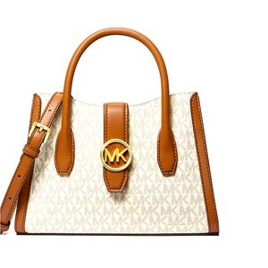 Michael Kors Gabby Small Logo Vanilla Crossbody Satchel Purse NEW